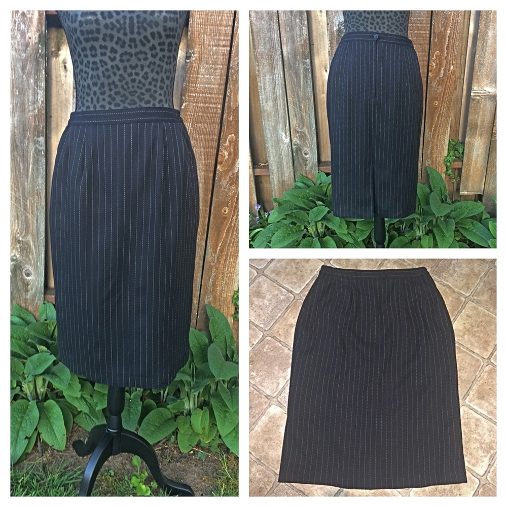 Morgan Miller Black Pinstripe Pencil Skirt - Size 10